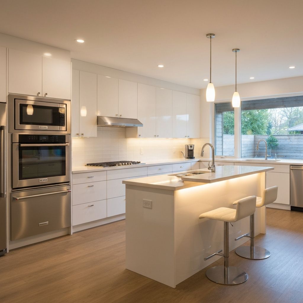 Modern kitchen installation with sleek cabinets